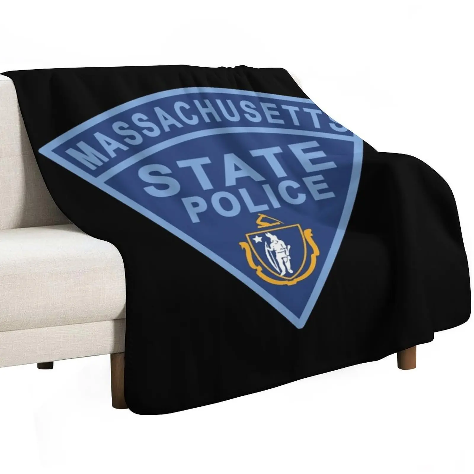 Massachusetts State Police Patch Throw Blanket Soft Plaid Polar bed plaid Cute Plaid Softest Beautifuls Blankets
