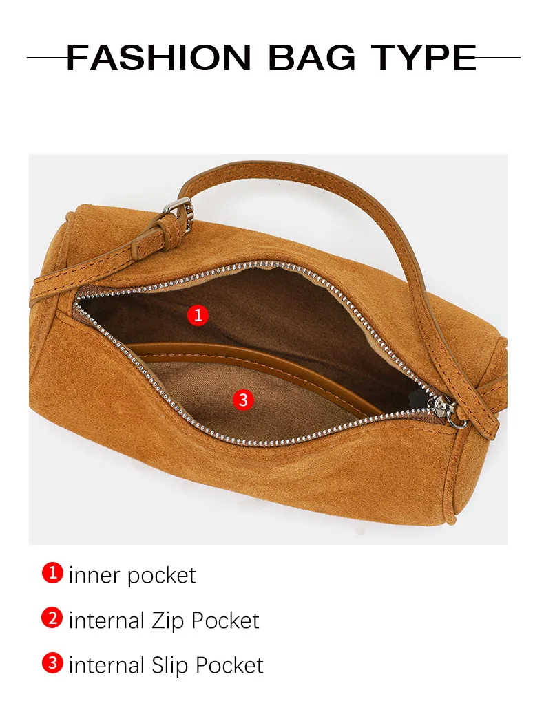 Aidanni Echtleder-Wildleder-Unterarmtasche für Damen, 2026 Neue Retro-Zylindertasche, Handytasche, Umhängetasche – Detail 6