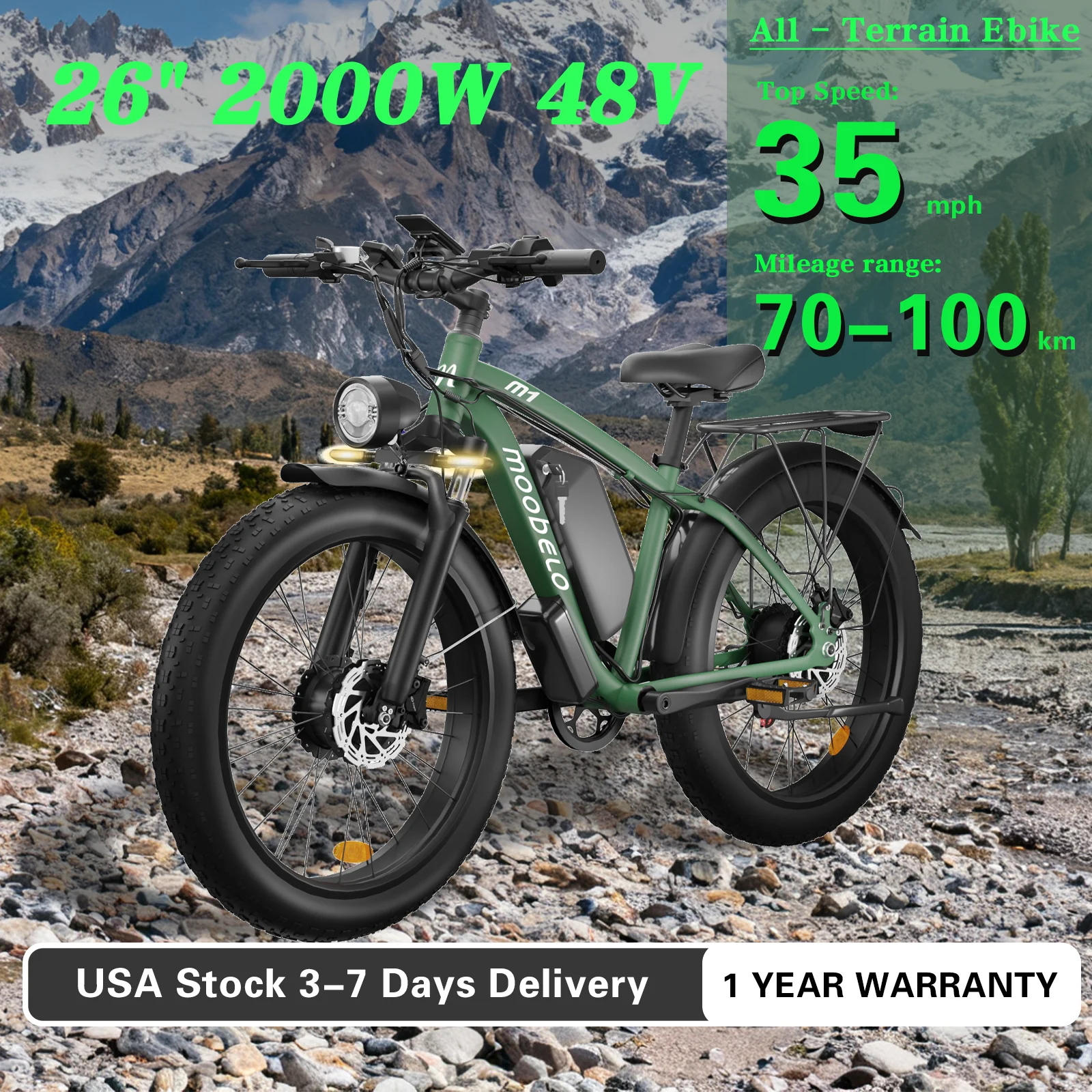 High Performance 48V 2000W Dual Brushless Geared Motor Electric Bicycle Adult E Bike with Strong Torque for Mountain Riding