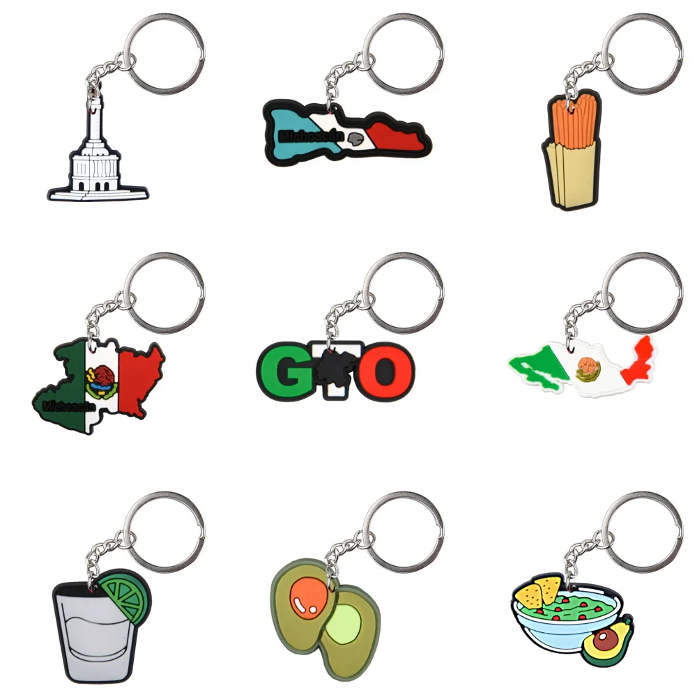 1pcs Mexico Food Juice Keychains Boys Girls Deep-fried Keyrings Kids Cookie Dough Sticks Key Chains Key Rings For Party Favor