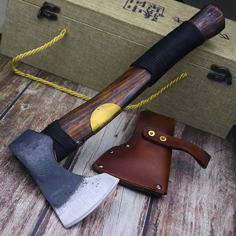 

hand forged sharp outdoor tactical axe, bush camp rescue axe Bush logging axe Hand crafted wooden handle axe collection gift axe