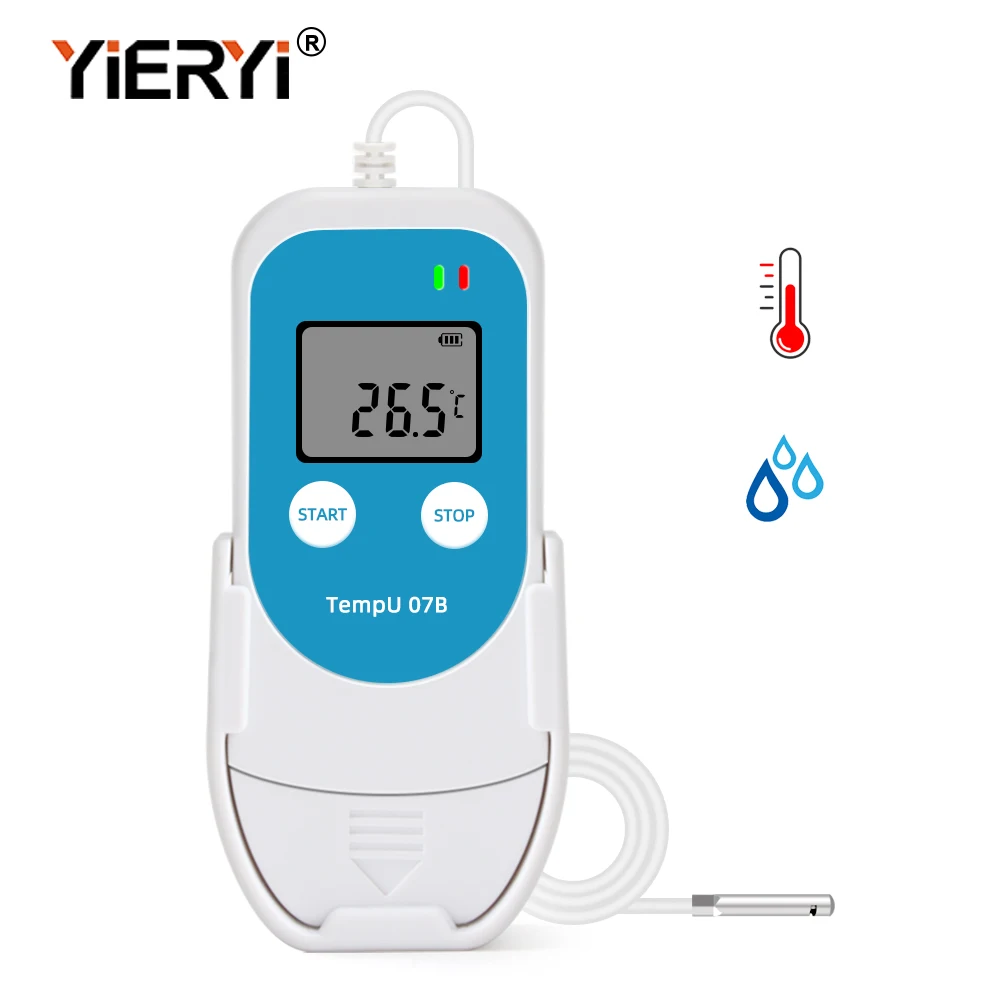 Yieryi U07b Usb Temperatura Data Logger Drogas Transporte Refrigerado com 34560 Pontos Gravação Reutilizável rh Temp Recorder