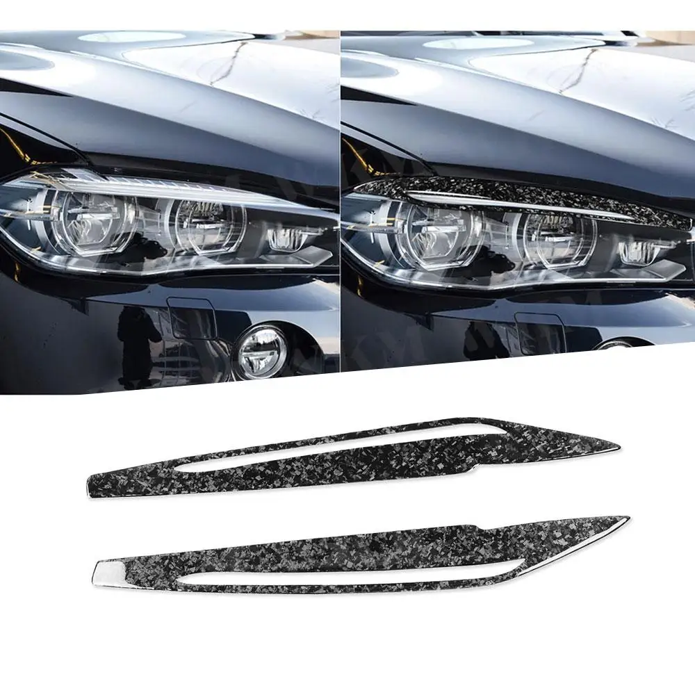 

2PCS/Set Front Lamp Eyebrow Headlight Covers Forged Carbon for BMW X5 F15 2014-2018 Car Interior Decoration