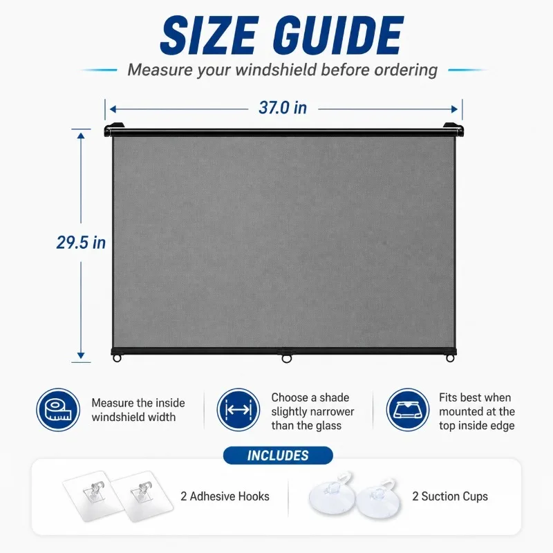 Retractable Windshield Sun Shade 75-150cm, Transparent PET Car Visor for Trucks Buses Cars, UV Heat Glare Protection - view 6