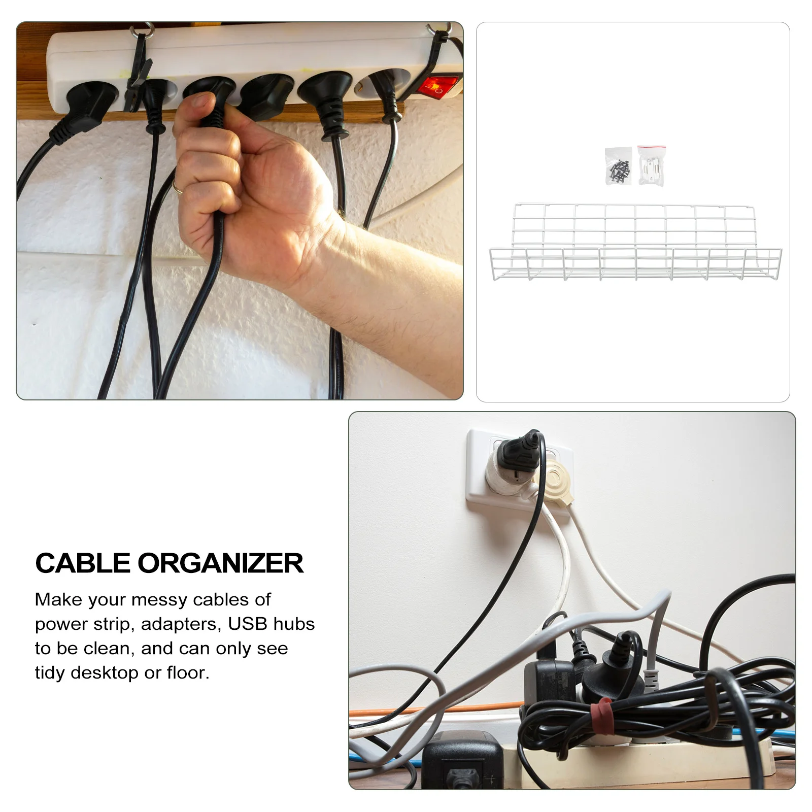 Onder het bureau beheerrek Compacte kabelorganizer voor snoeropslag Zware ijzerdraadhouder Kabelbeheerplank voor thuis