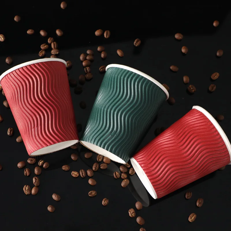 Customized productCustomized Printed Disposable Double Wall Corrugated Hot Drink Paper Coffee Cup Food Grade Paper Customized Lo