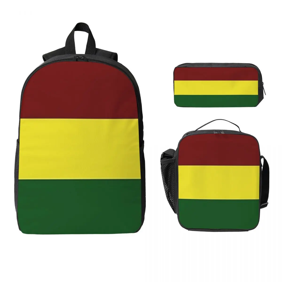 

Rasta Flag Rasta Stripe Backpack Student Boy Girl BookBag School Bag Computer Shoulder Bags 3ps Insulated Lunch Bag Pencil Case