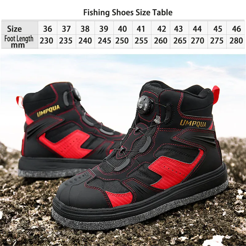 Fishing Shoes Self Lock Self-lock Felt Sole with Nails Anti-Slip Men Boots Outdoor Hunting Hiking Wading Reef Rock Fishing Shoe