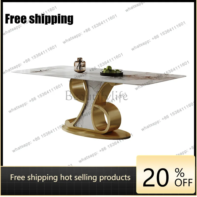hot  rock slab microcrystalline stone premium dining table light luxury modern simple high-endFactory Direct