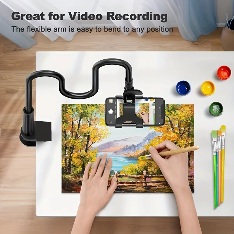 Suporte de telefone celular pescoço de ganso, suporte de telefone flexível universal 360 suporte preguiçoso montagem braçadeira de braços longos