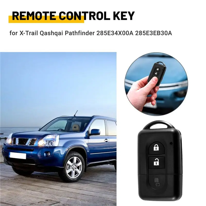 Upgraded Car Keyless Entry Remote Key With 2 Button 433Mhz ID46 Chip For Nissan X-Trail Qashqai Pathfinder 285E34X00A 285E3EB30A
