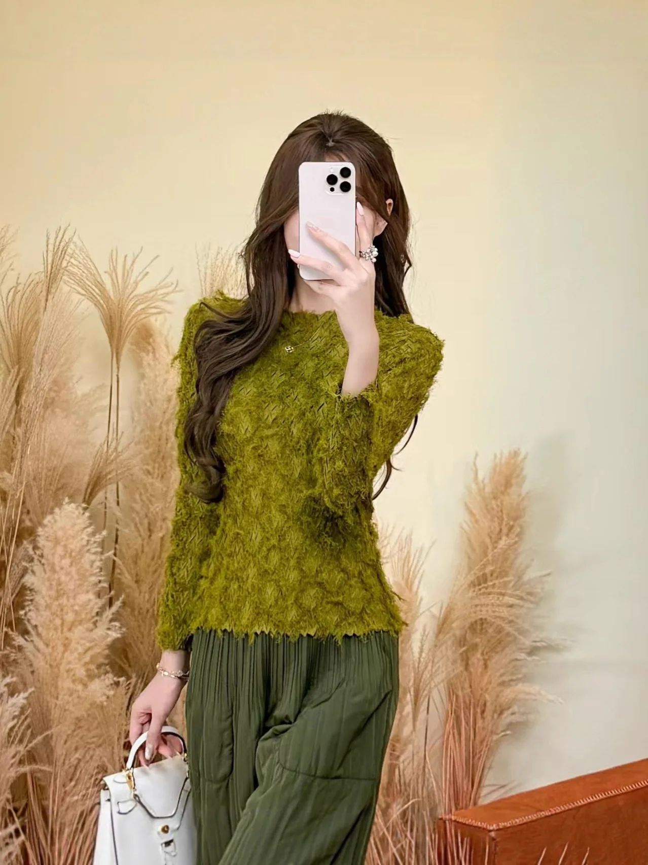 

Miyake Fold 2025 осень/зима, новая базовая рубашка, женская футболка с длинным рукавом, женская универсальная однотонная плюшевая рубашка, модный