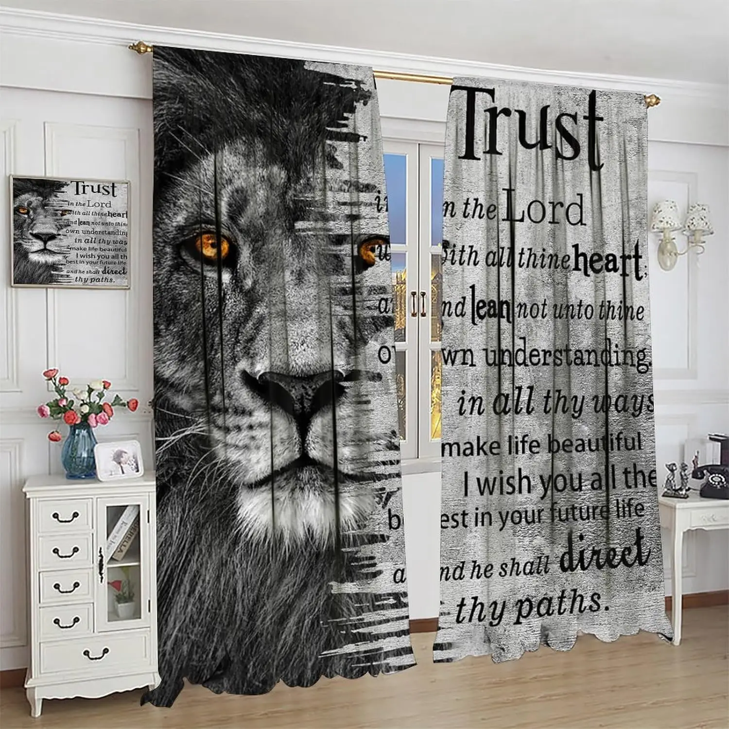 Lion Motivational Curtains Black African Lion Motivational Quotes Jungle Wildlife Print Living Room Curtains Cool Boys Suitable