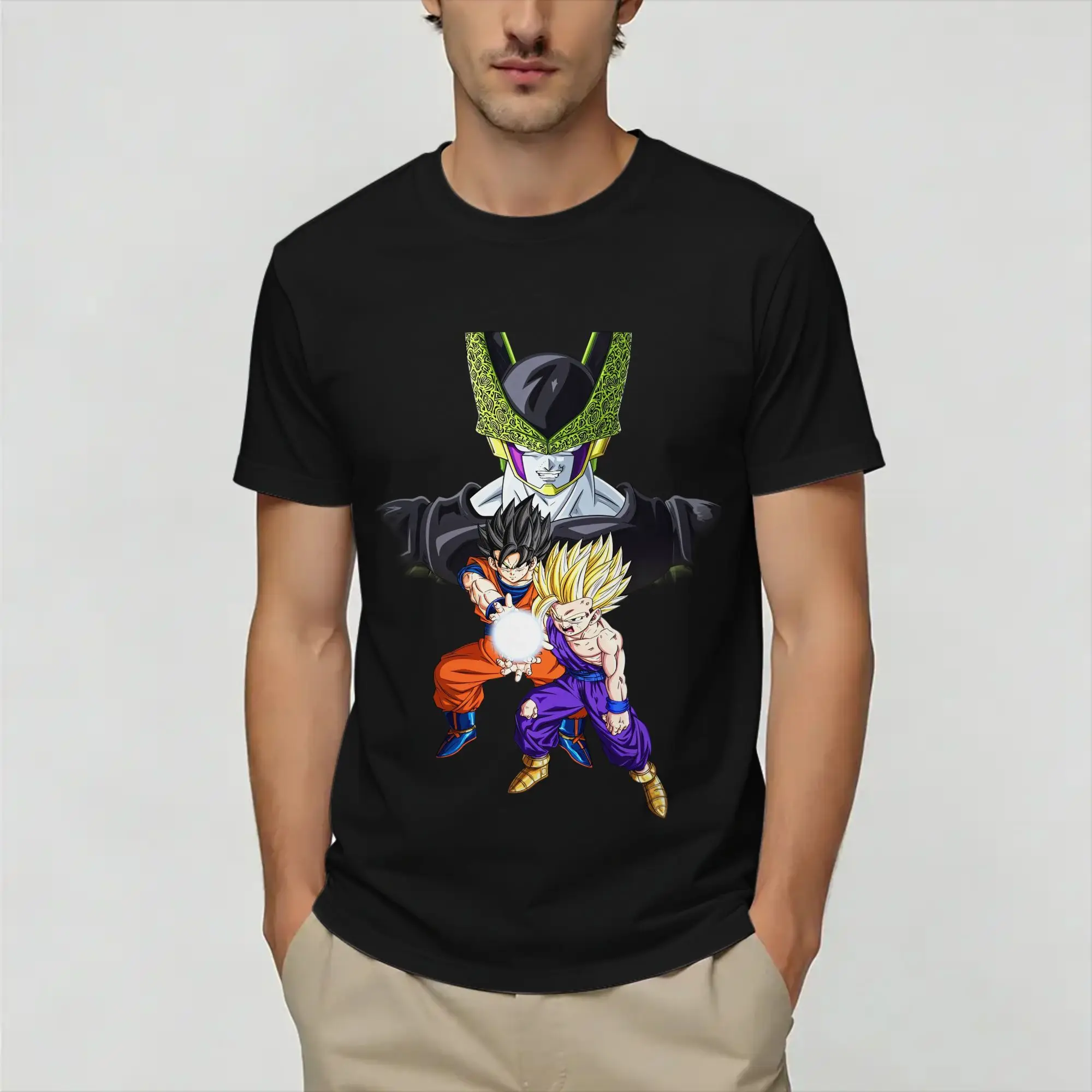 Футболки из чистого хлопка Dragon Balls для мужчин, пляжная и уличная одежда, удобные оригинальные футболки, оверсайз, оптом.