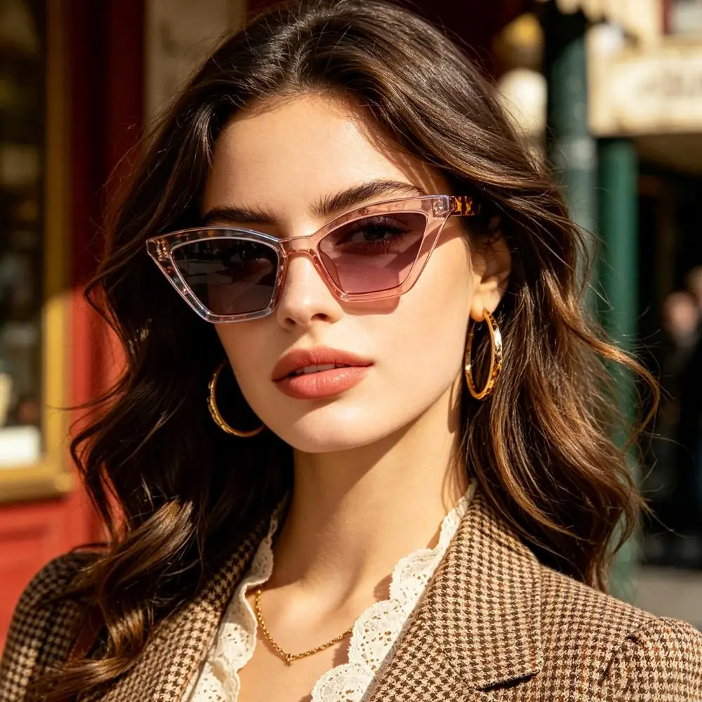 Trendy Cat Eye Sunglasses Women Men Retro Vintage Square Shade Lightweight PC Frame Eyewear Stylish UV Protection Glasses