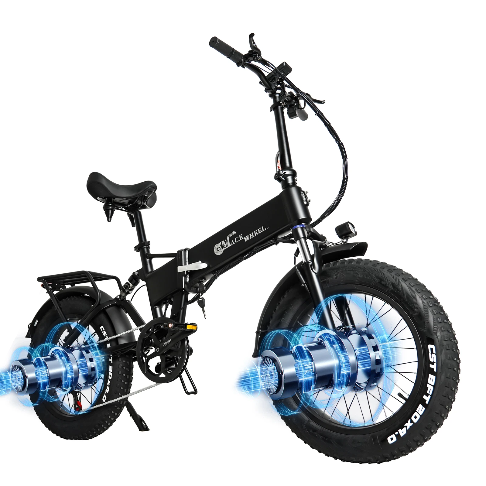 20 AWD Ebike Fat Tire 1500W 2WD Dual Motor Folding Electric Bike Full Suspension Adult Bicycle CMACEWHEEL RX20 Max Samsung  20Ah