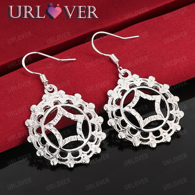 

Hollow Circular Pattern 925 Sterling Silver Drop Earring Women Engagement Wedding Party Gifts Accessories Delicate Jewelry