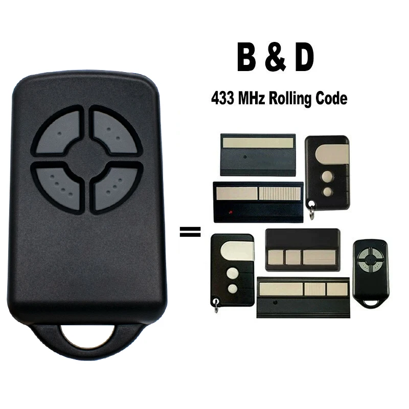 B&D 4 Button Tri-Tran Rolling Code Garage Door Remote Control 433.92MHz Keychain Transmitter for TB-7 TB-5 TB-6 Replacement