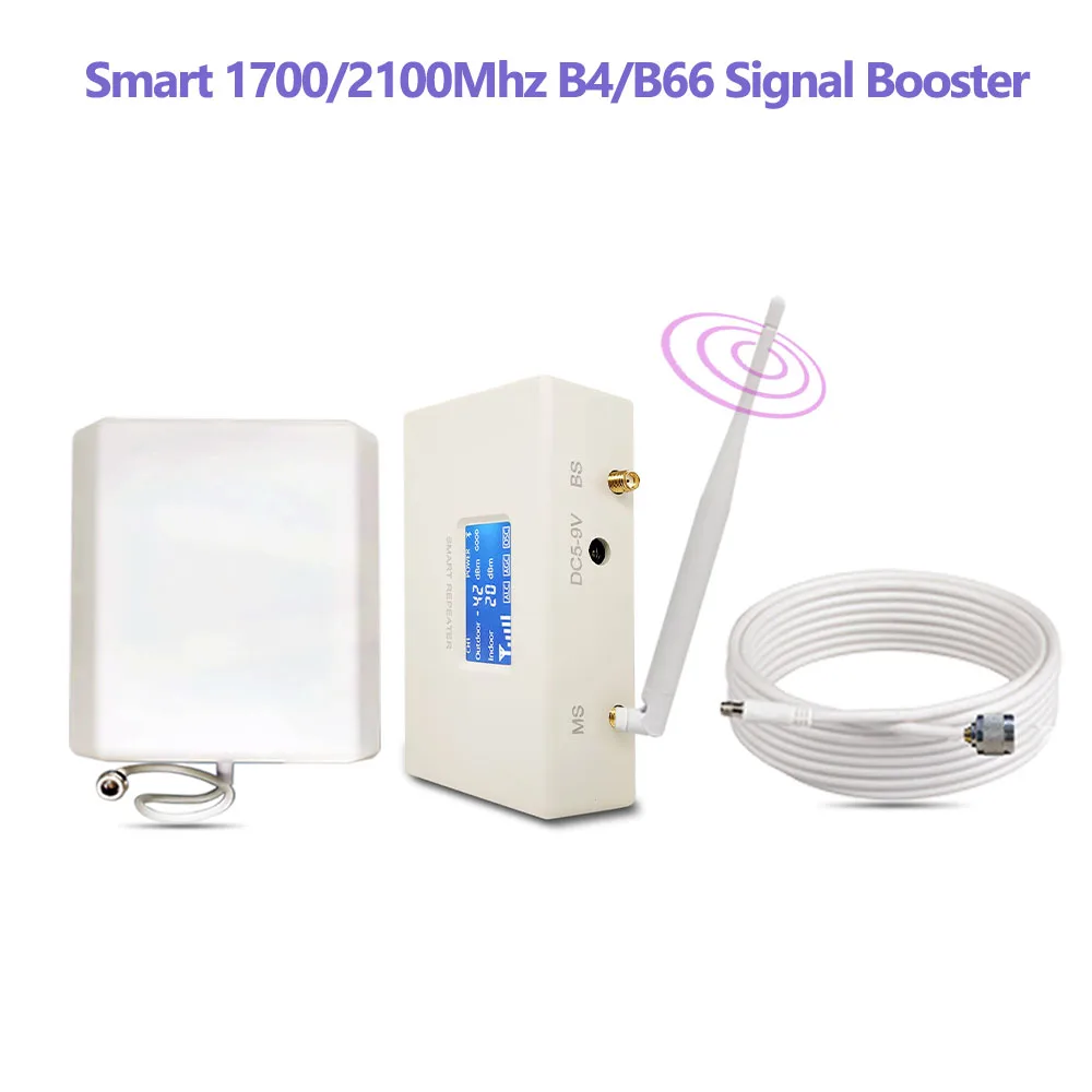 EasyBoost Signal Booster B4 B66 Celll Phone Repeater, Bluetooth App Management, AWS/3G,/4G,/1700Mhz Booster Antenna,Full Kit