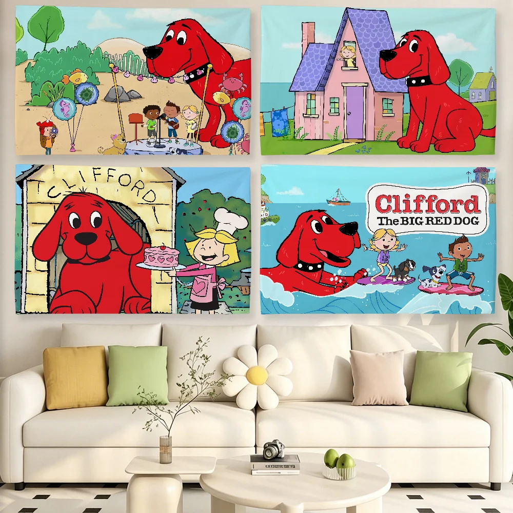 Cartoon C-Clifford the Big Red Dog flag For Living Room Home Dorm Decor Wall Outdoor Camping Party Banner Gifts