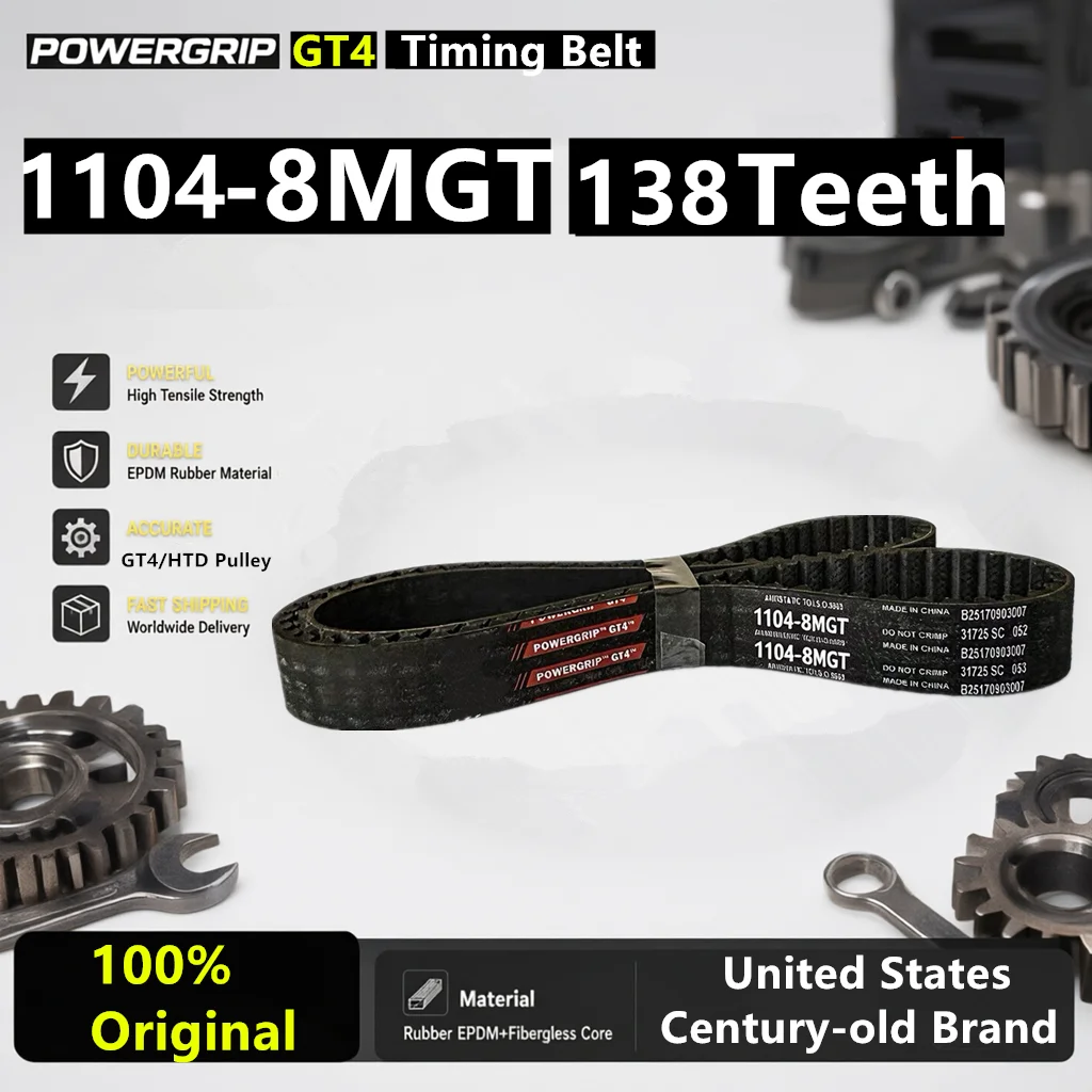 PowerGrip GT4 1104-8MGT 138 Teeth Arc Teeth Timing Belt 3D Printer CNC Machine Textile Machine Fan Belt Replacement for GT3/GT2