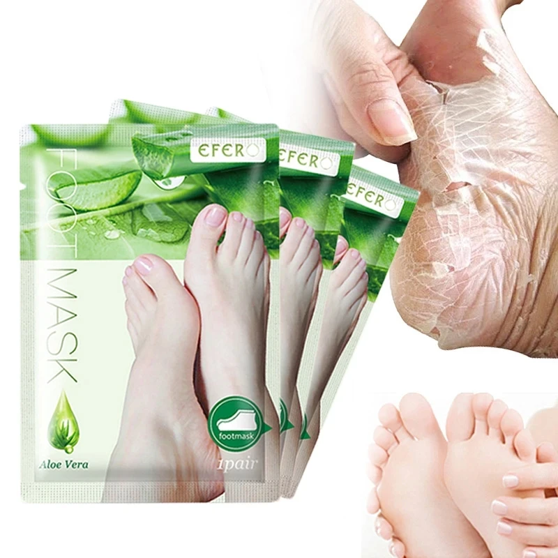 12pcs=6pair Dead Skin Remover Foot Mask Exfoliating Feet Mask Socks For Pedicure Peeling Heels Foot Mask Aloe Vera Feet Mask