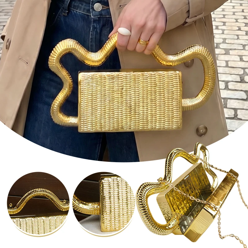 

Gold Acrylic Evening Clutch Bag Women's Shoulder Bags Designer Party Purse Fashion Ladies Crossbody Handbag