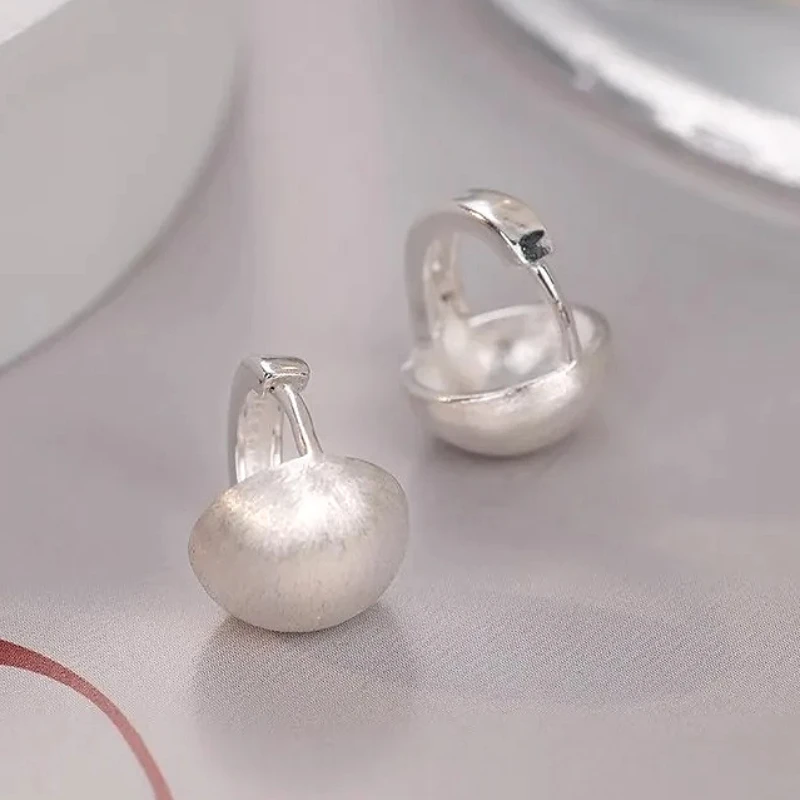 

Charming Geometric Exquisite Spherical Wire Drawing Hoop Earring for Women Fashion Jewelry High Luxury Vintage Accessories
