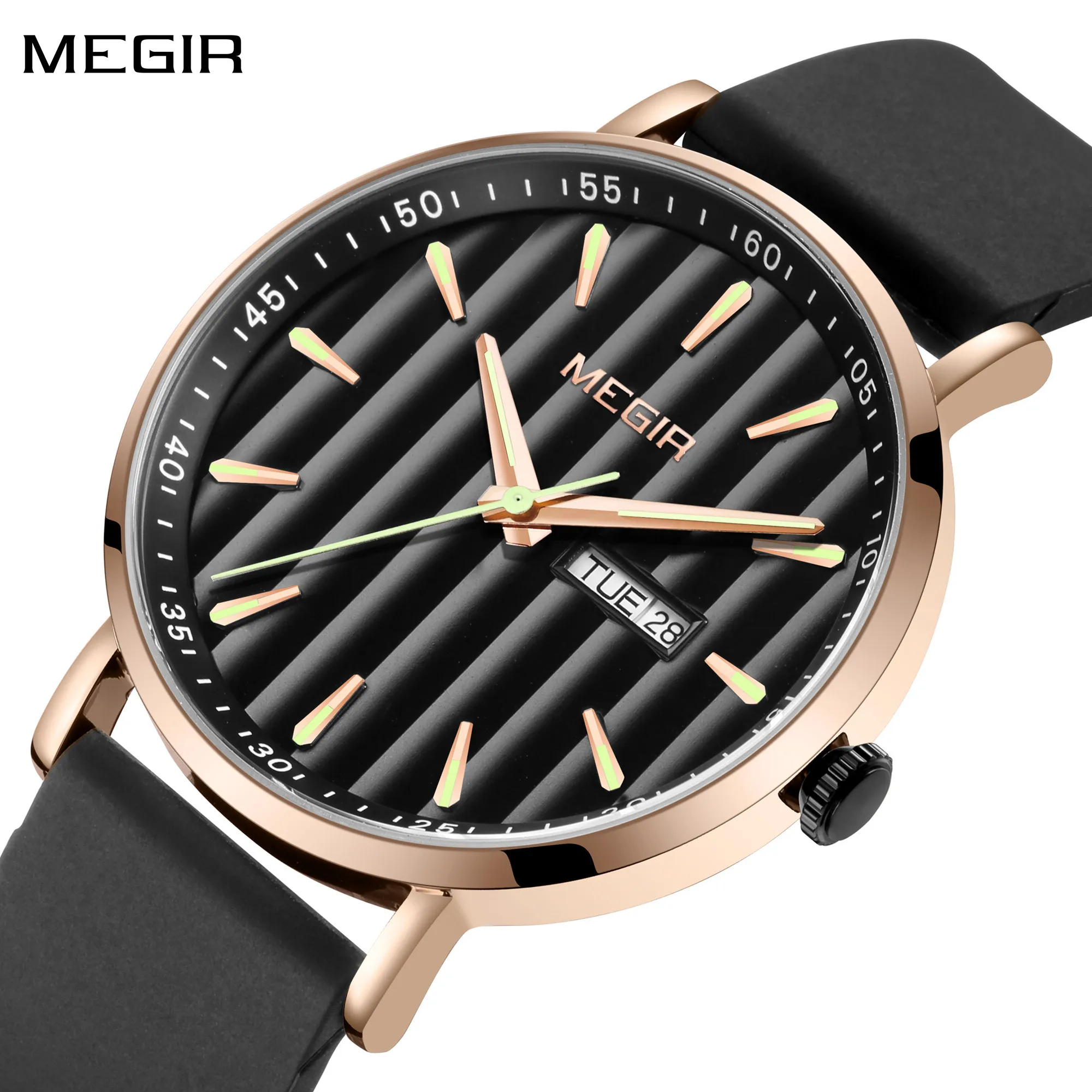 

MEGIR Роскошные кварцевые часы с большим циферблатом для мужчин, спортивные военные наручные часы, водонепроницаемые часы с двойным дисплеем и датой недели, Reloj Hombre 1081