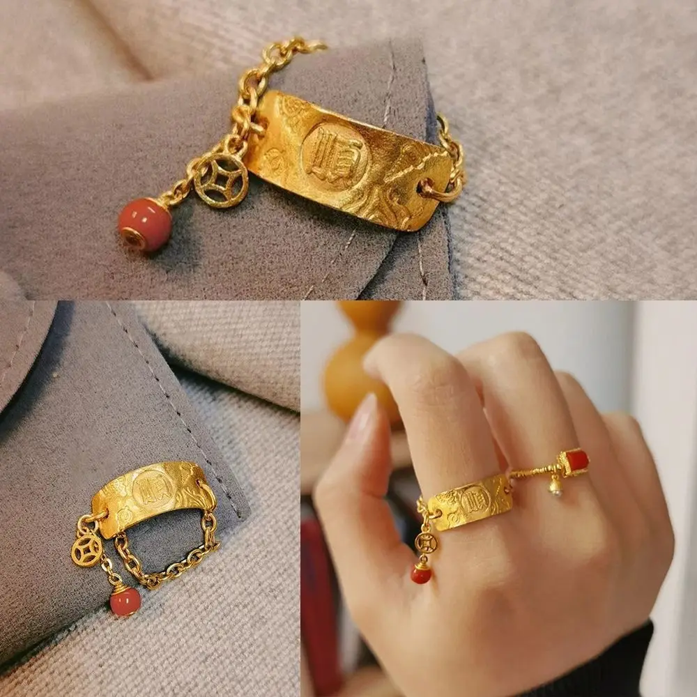 

Кольцо-монета с кисточками Everything Goes Well, винтажное латунное минималистичное нишевое дизайнерское элегантное изысканное массивное ювелирное изделие унисекс, подарок