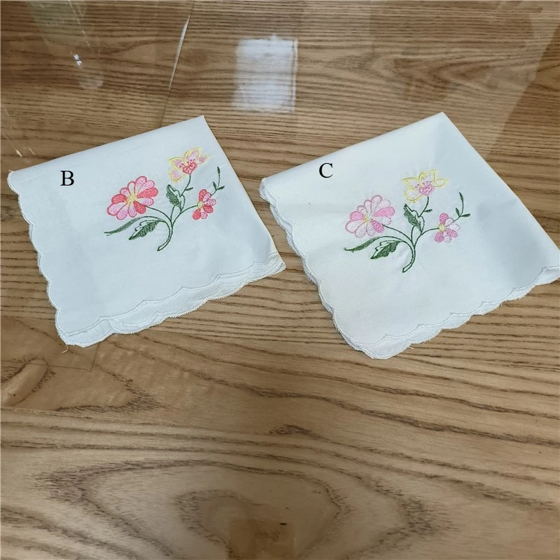 12 قطعة اسم مطرز مخصص/الشعار مناديل قطنية ومناديل