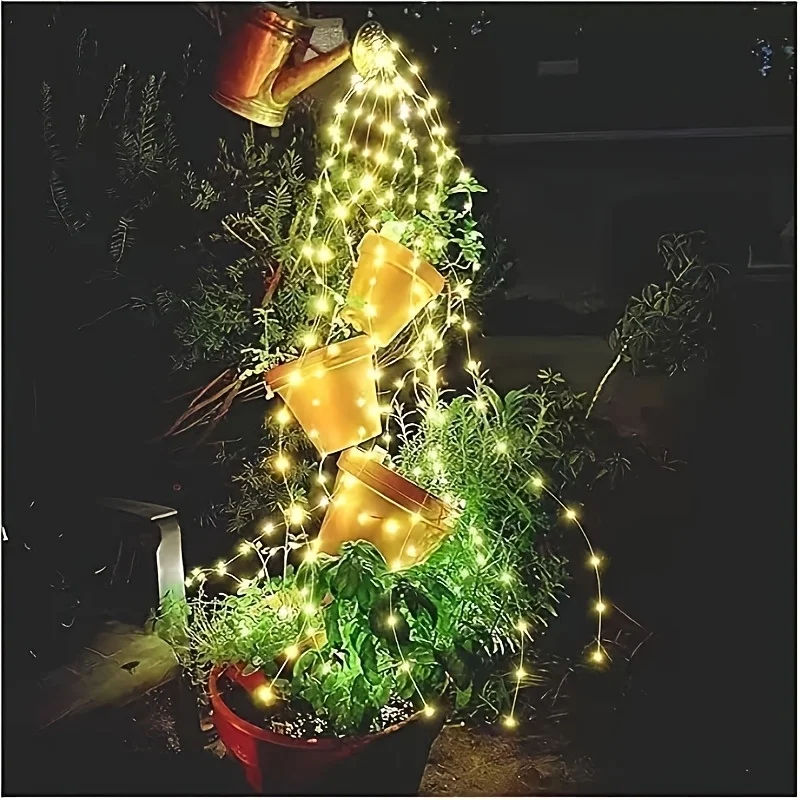 

10 Strands Firefly Bunch Light Waterproof Solar String Light Waterfall Vine Fairy Lights Watering Can Light Outdoor Garden Decor