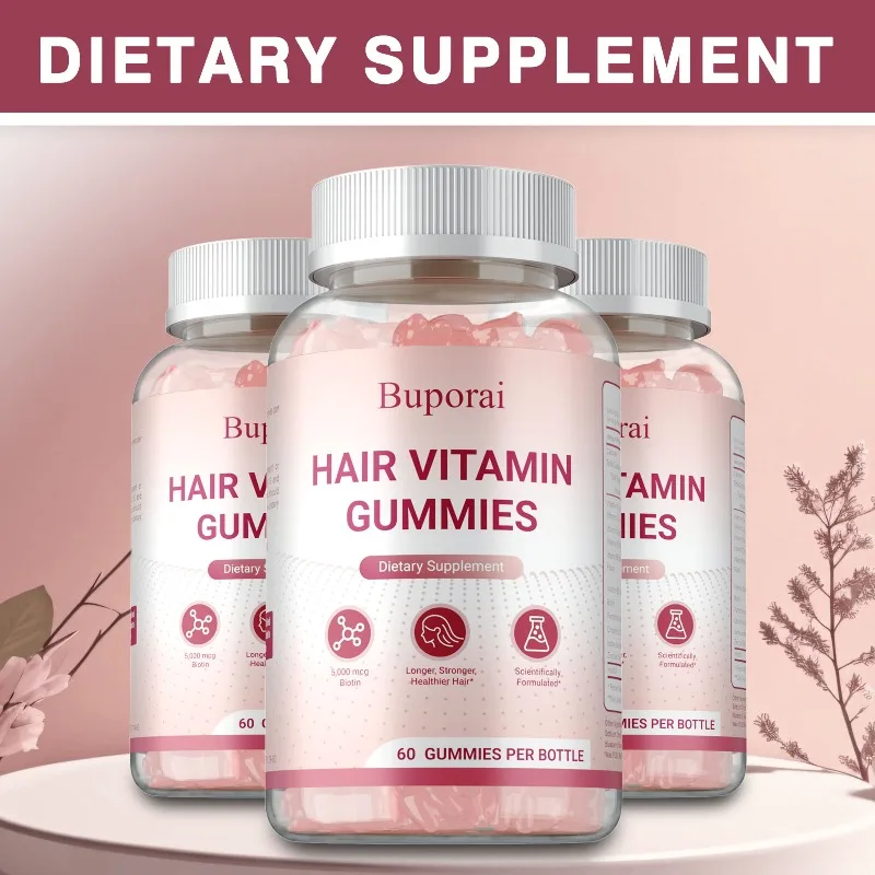 

Жевательные конфеты для роста волос для женщин и мужчин - повышают эластичность кожи, способствуют здоровью волос, кожи и ногтей - содержат витамины и биотин