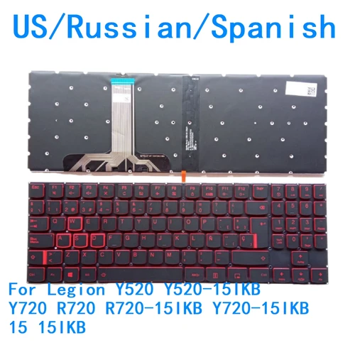 Nuevo teclado retroiluminado en idioma español ruso de EE. UU. para Lenovo Legion Y520 Y520-15IKB Y720 R720 R720-15IKB Y720-15IKB 15 15IKB