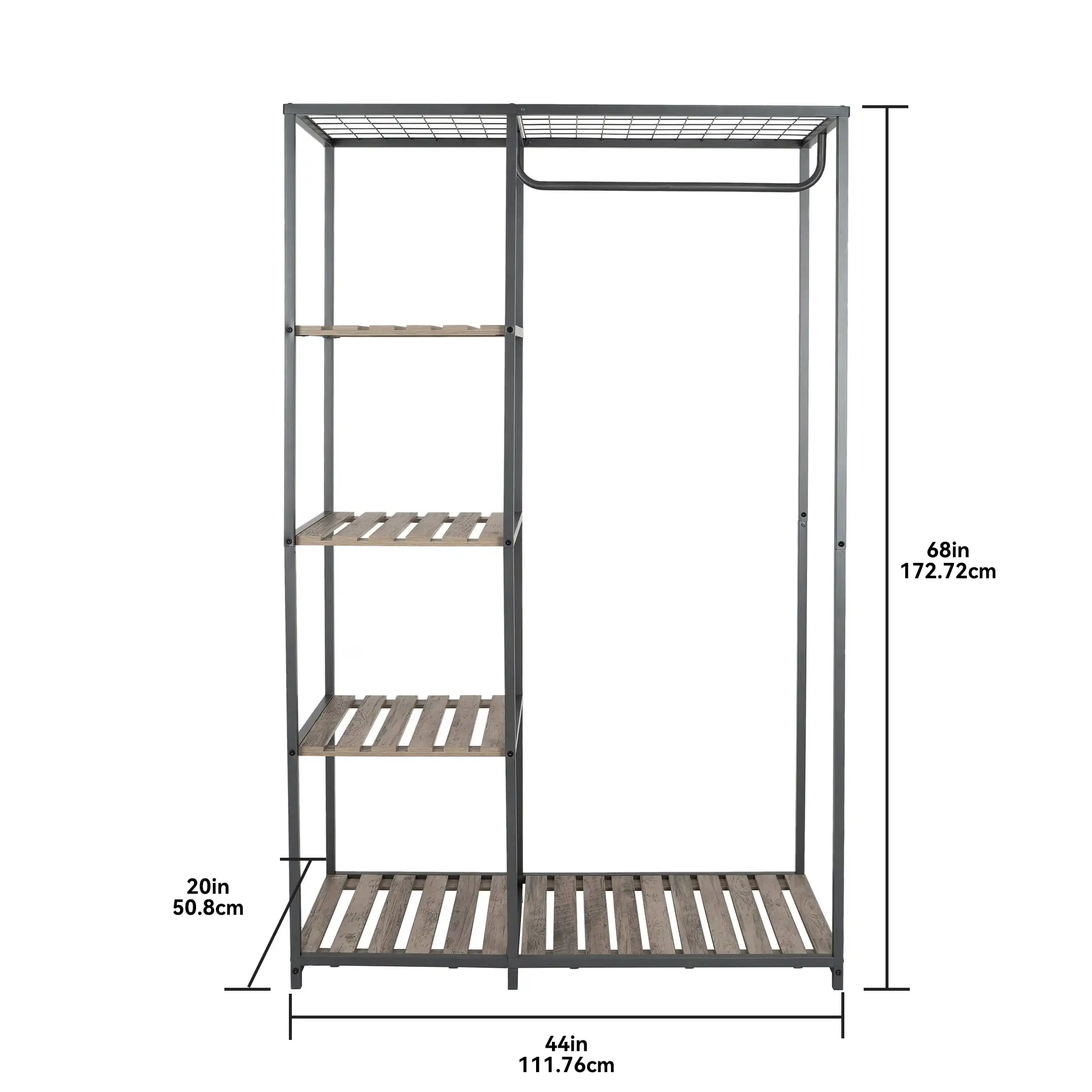 Farmhouse Gray Wood and Metal Garment Rack