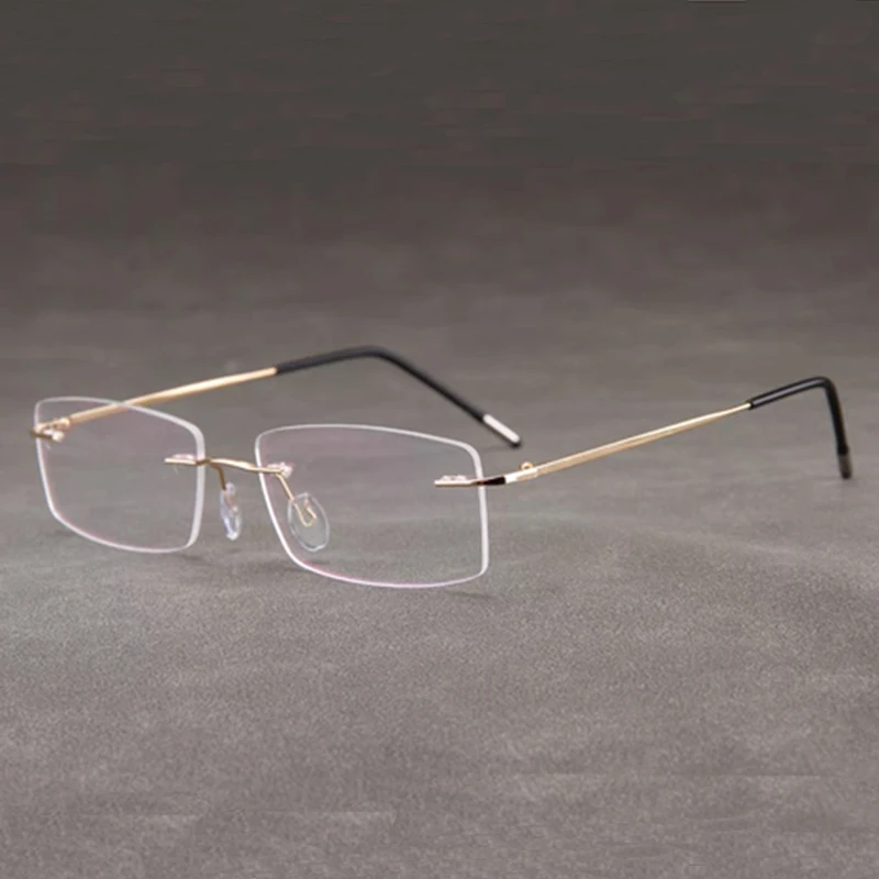 Rimless Reading Glasses Men Magnification Eyewear Presbyopic Glasses Diopter Dimond Cutting +1.0 To +3.5 Blue Light Blocking Gla