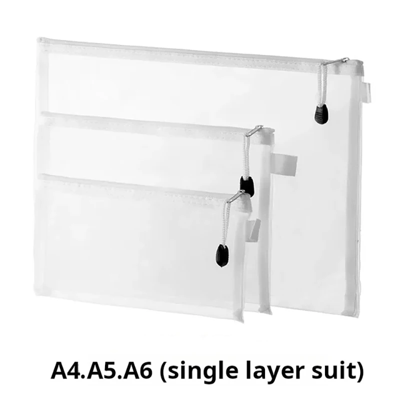 3-Piece Set (3 Sizes) Clear Document Pouches Mesh Zipper Bags Large Capacity Stationery Pouch Suitable for Multiple Scenarios