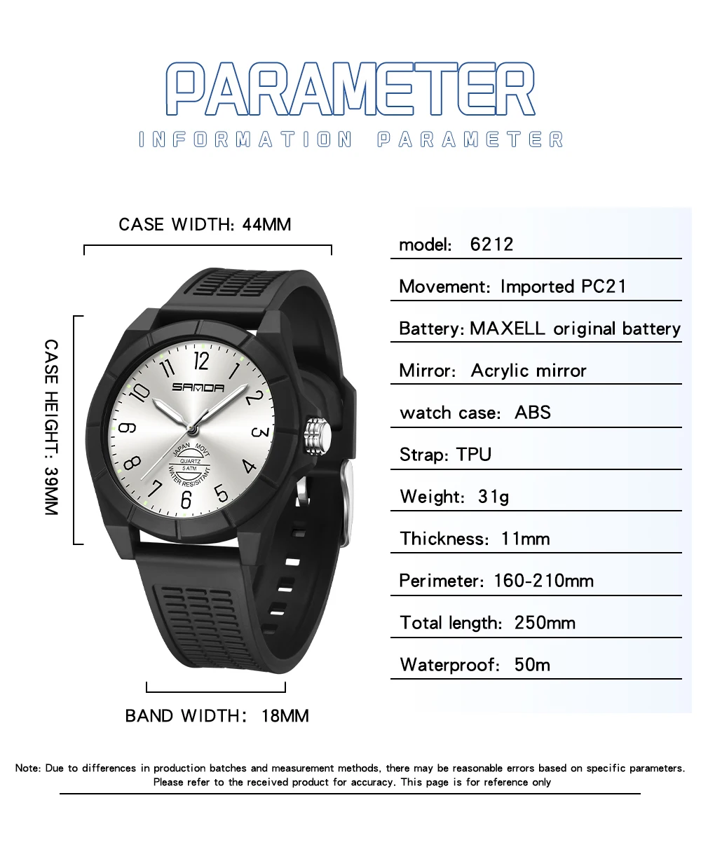 Mode SANDA 6212 Student Quartz Elektronisch Horloge Siliconen Band Multifunctionele Sport Waterdicht Student Quartz Horloge 2025