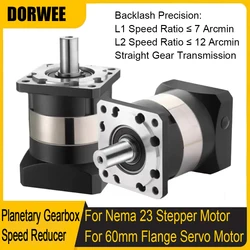 Nema 23 Motor Gearbox Planetary Reducer Step-down Reduction Gearbox 6.35 8 9.525 11 14mm Input for 200W 400W  60mm Servo Motor