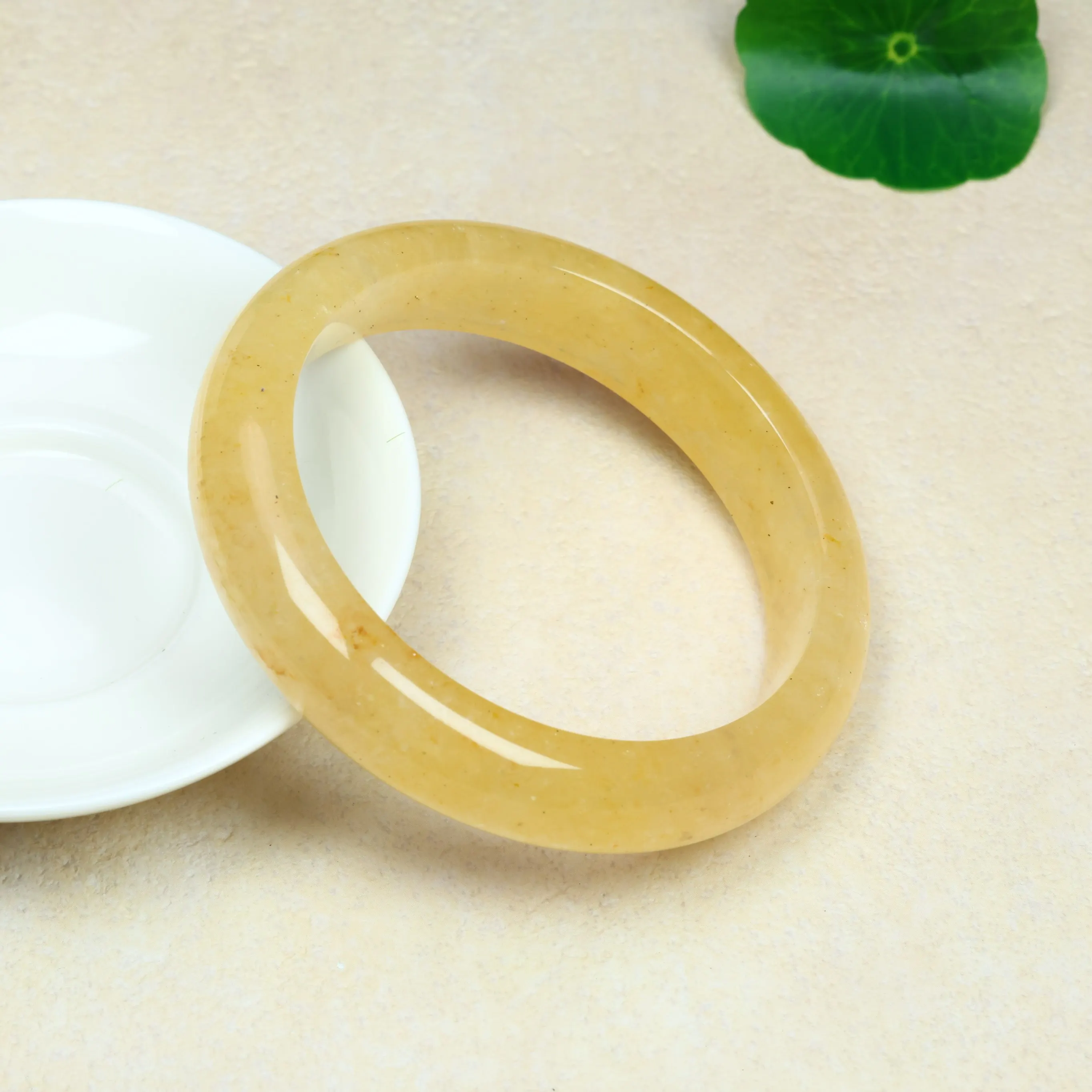 Natural Golden Silk Jade Bangle Women Light Orange Translucent Jade Bracelet Round Band Gemstone Jewelry Birthday Gift