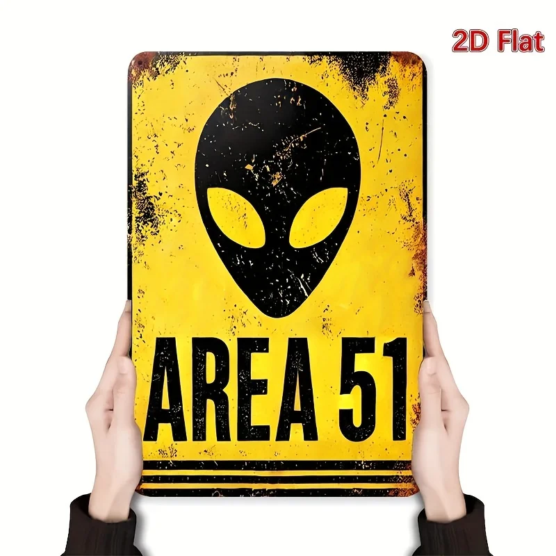 [Bereich 51-Retro-Schild], Alien-Warnung, Area 51 Retro-Schild – „Kunstwanddekoration für Schlafzimmer, Büro, Wohnzimmer, Café, Bar |   Startseite