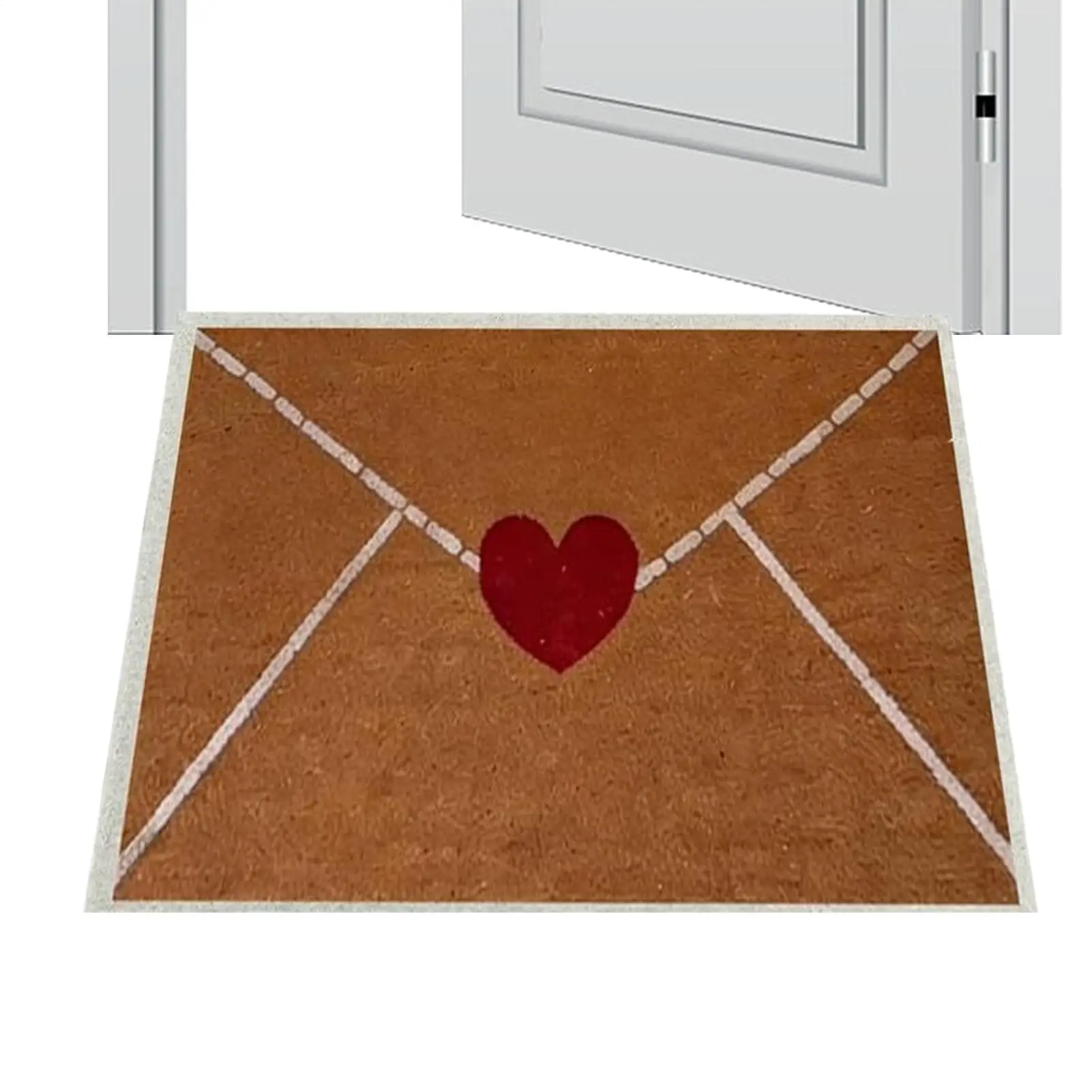 Red Love Heart Envelope Welcome Floor Mats Envelope Porch Doormat Valentine's Day Door Mat Household Entry Anti Slip Mat