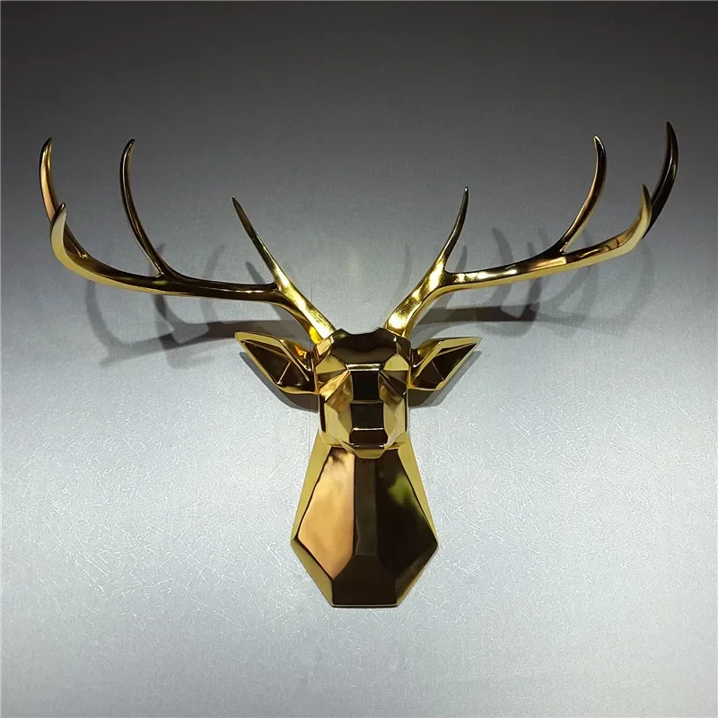 Nordic Entry Luxury Home Living Room Entrance TV Sofa Wall Decorative Electroplating Deer Head Wall-Mounted Ornaments Bar Club