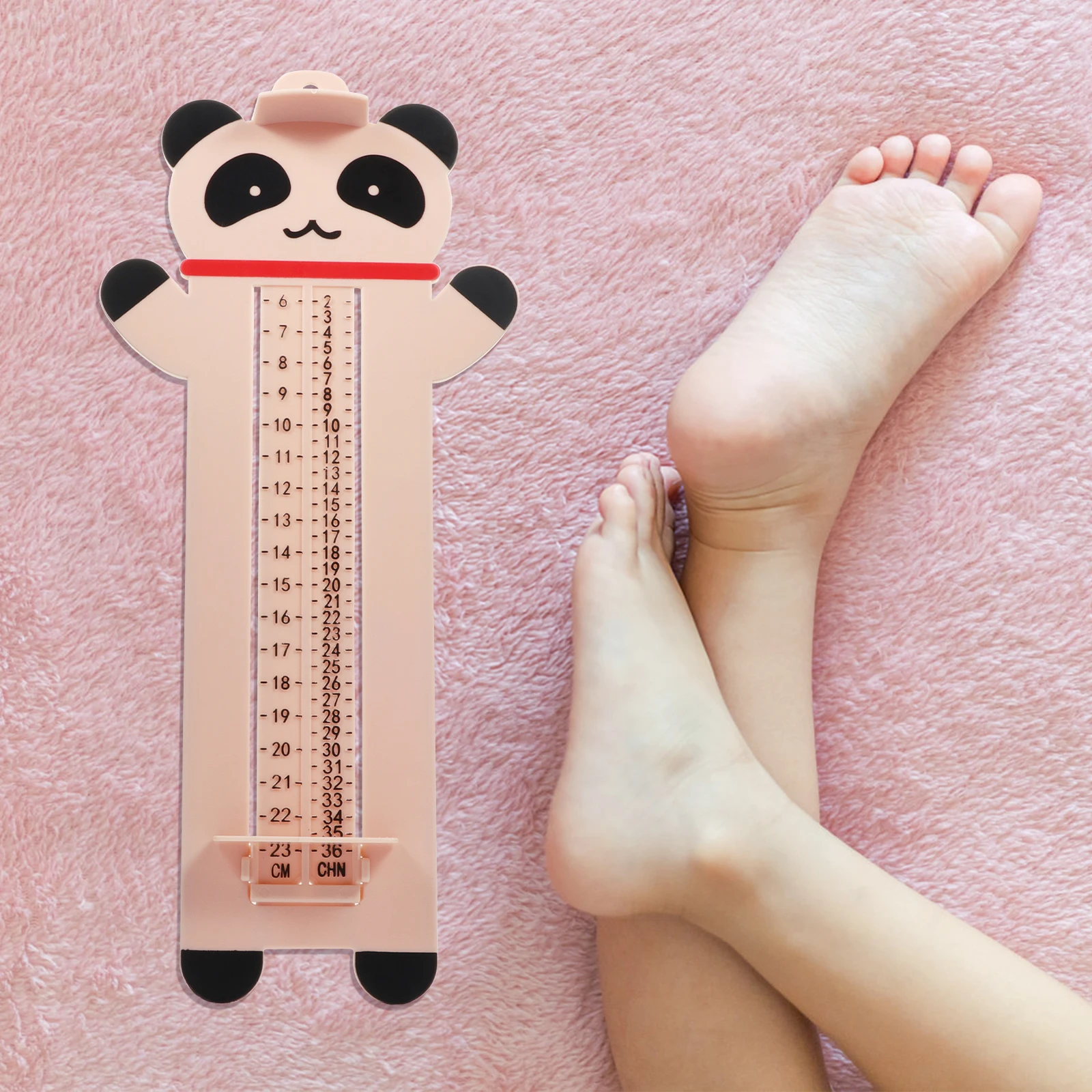 

Foot Measuring Ruler Adjustable Sliding Baffle Kids Shoes Size Measurement Pink PP Infants Sizer Tool High Heel Design Accurate