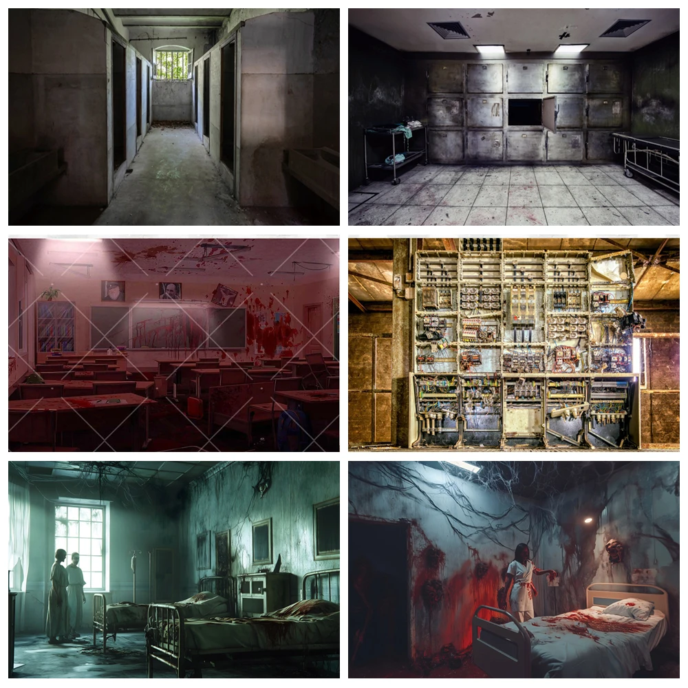 

Horror Halloween Decoration Photography Backdrop Creepy Hospital Classroom Photo Background Professional Shooting Props