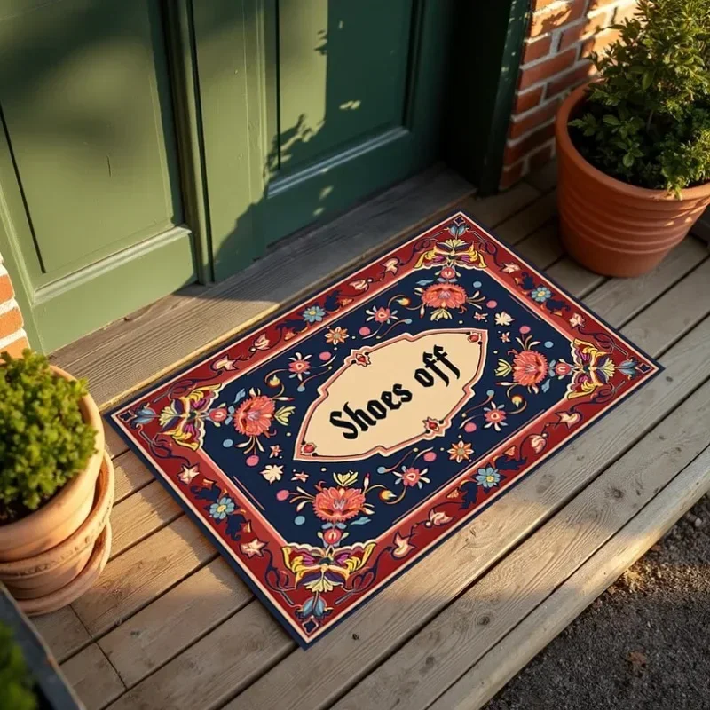 Retro Boho Floral Door Mat Shoes Off Welcome Entrance Rug Soft Non Slip Home Decor Welcome Carpet Indoor Outdoor Decor