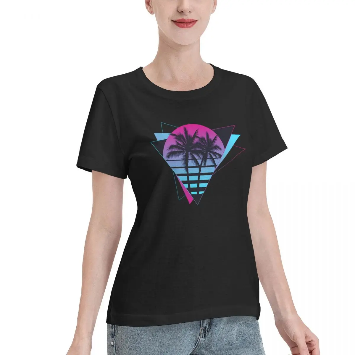 Best Seller Retro 80s 90s Vaporwave Aesthetic Palm Trees Sunset Women's T-shirt Sporty Streetwear Tee
