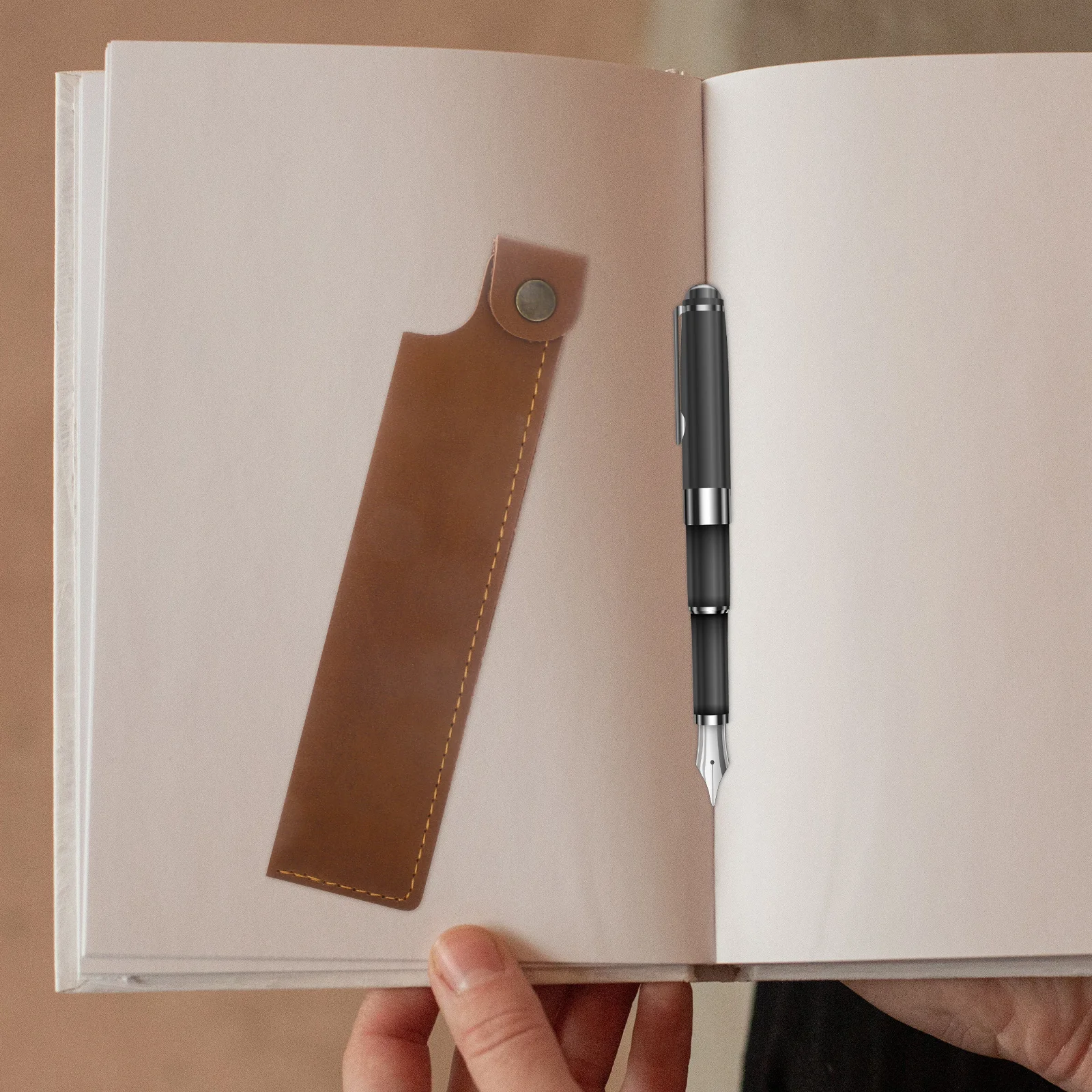 

4Pcs Pen Sleeve PU Single Fountain Pen Holder Case Portable Pencil Pouch Protective Cover for Office Home School Writing