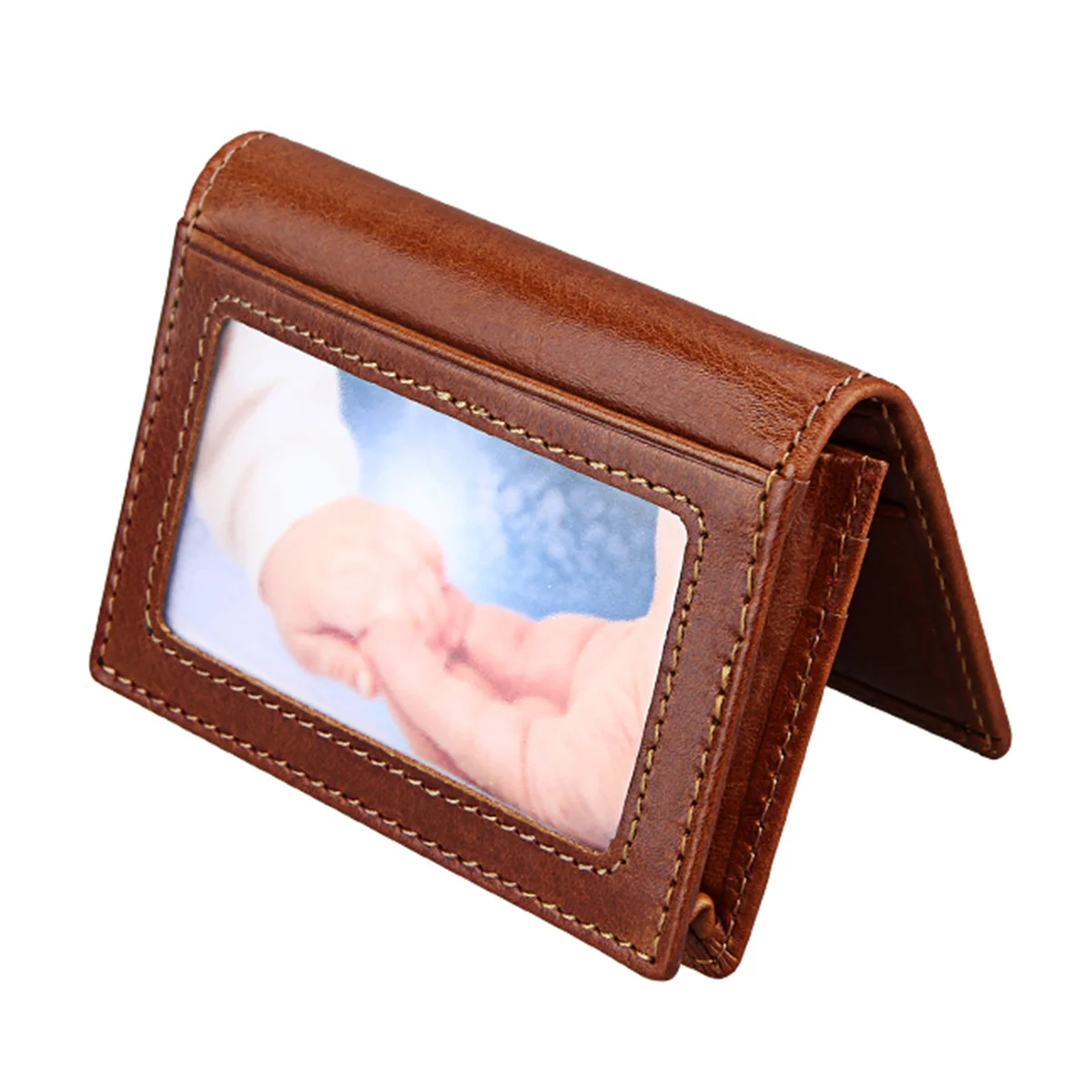 

Antimagnetic Rfid Wallet Brown Men Secure Anti Fraudulent Functional Endurable Purse Gift Safe Card Protection Fashion
