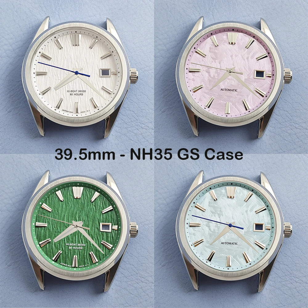 39.5mm NH35 Case stainless steel GS watch Case White Birch Wood Texture dial Suitable for NH35 movement modified GS watch parts